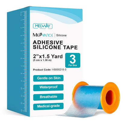 MedVance Silicone Adhesive Medical Tape, Scar Sheet, 1" x5' (3 Pack) | Medical Grade & Waterproof