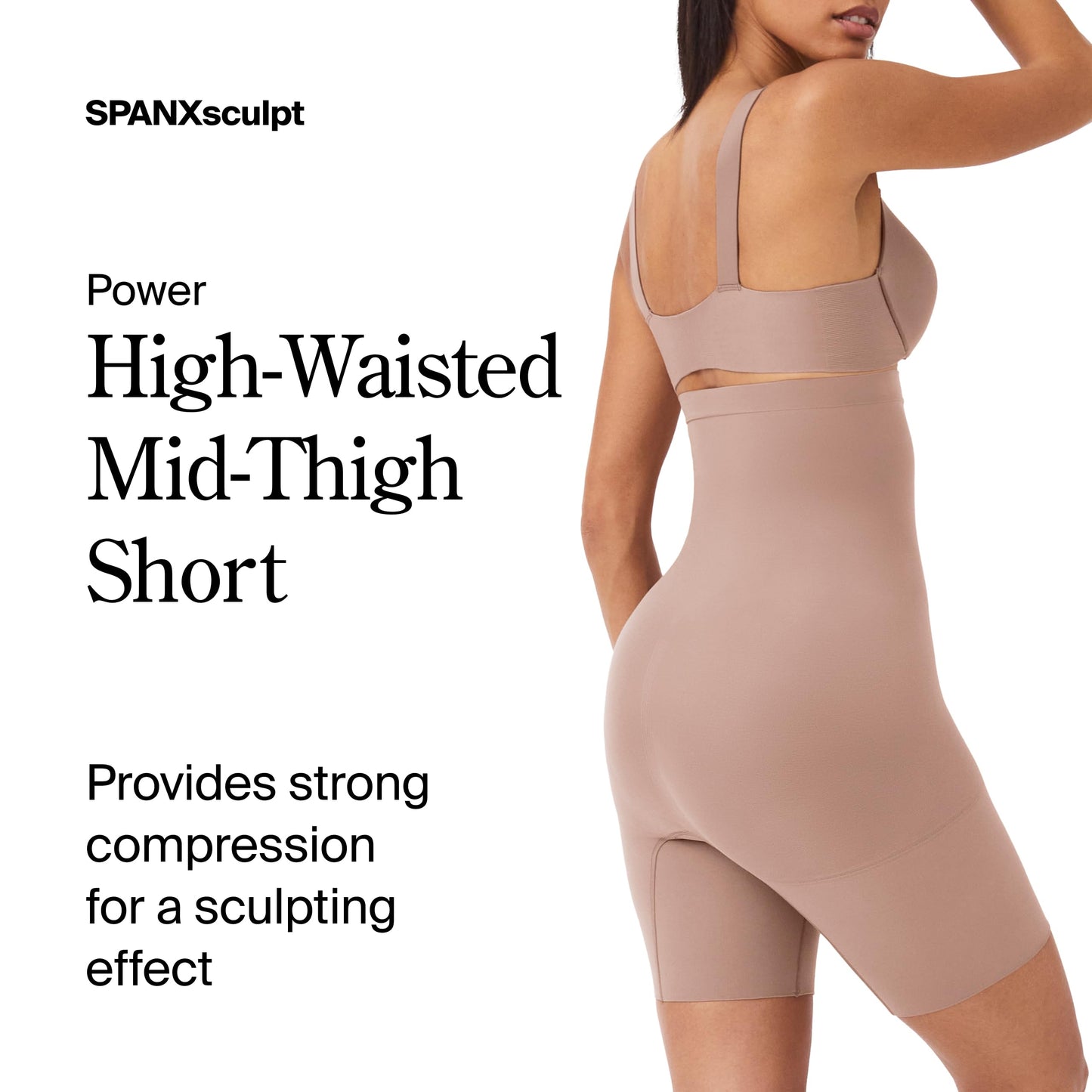 SPANX SPANXsculpt Power Series High-Waisted Mid-Thigh Short - Lightweight, All-Day Comfort - Core Control Shapewear