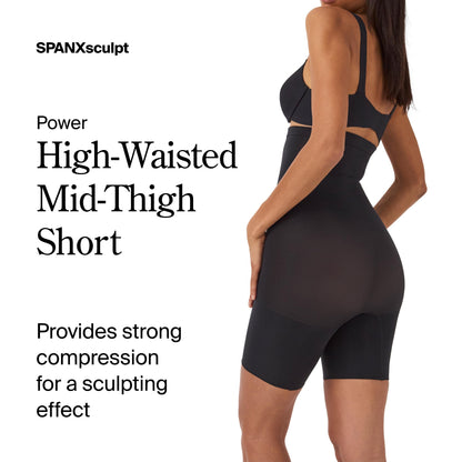 SPANX SPANXsculpt Power Series High-Waisted Mid-Thigh Short - Lightweight, All-Day Comfort - Core Control Shapewear