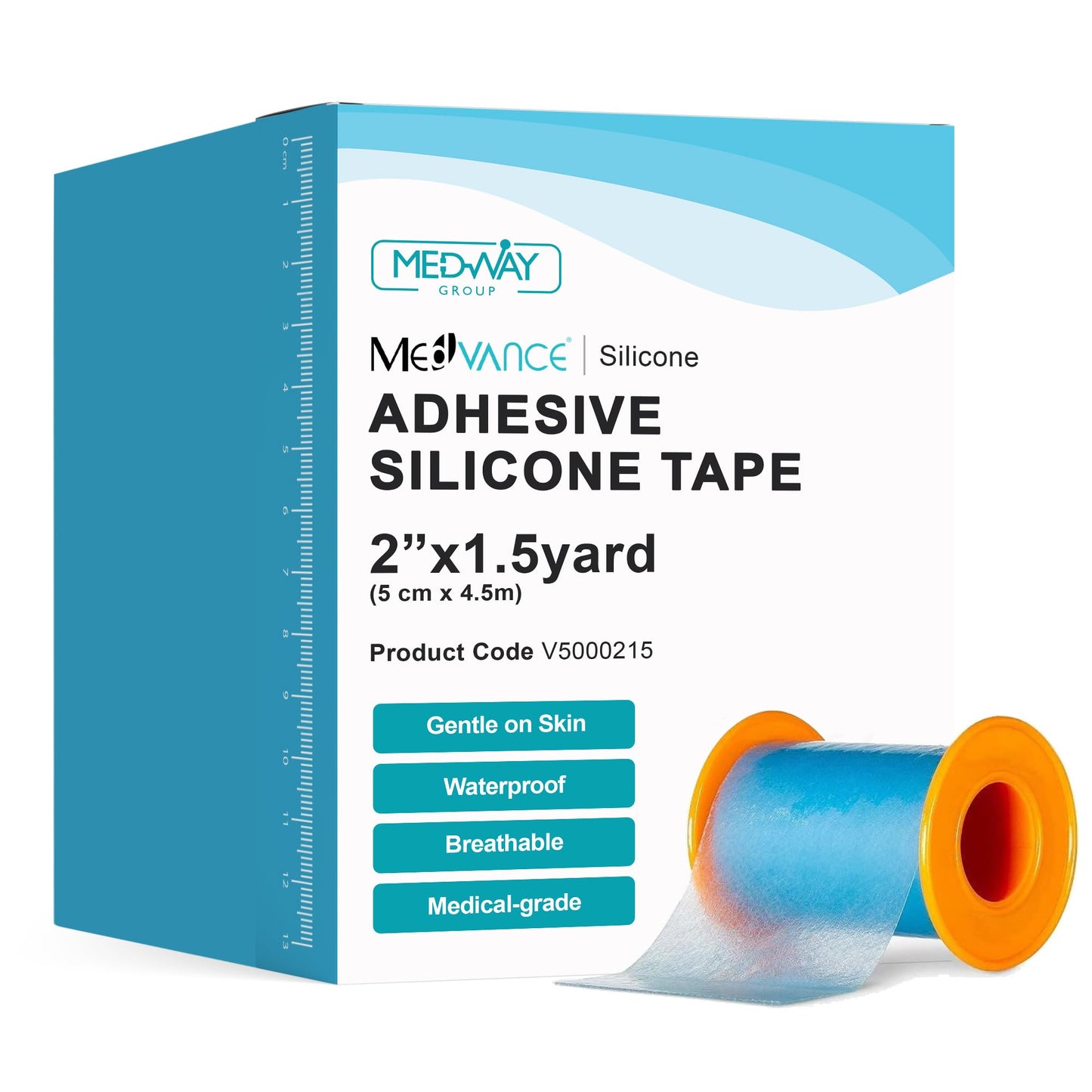 MedVance Silicone Adhesive Medical Tape, Scar Sheet, 1" x5' (3 Pack) | Medical Grade & Waterproof