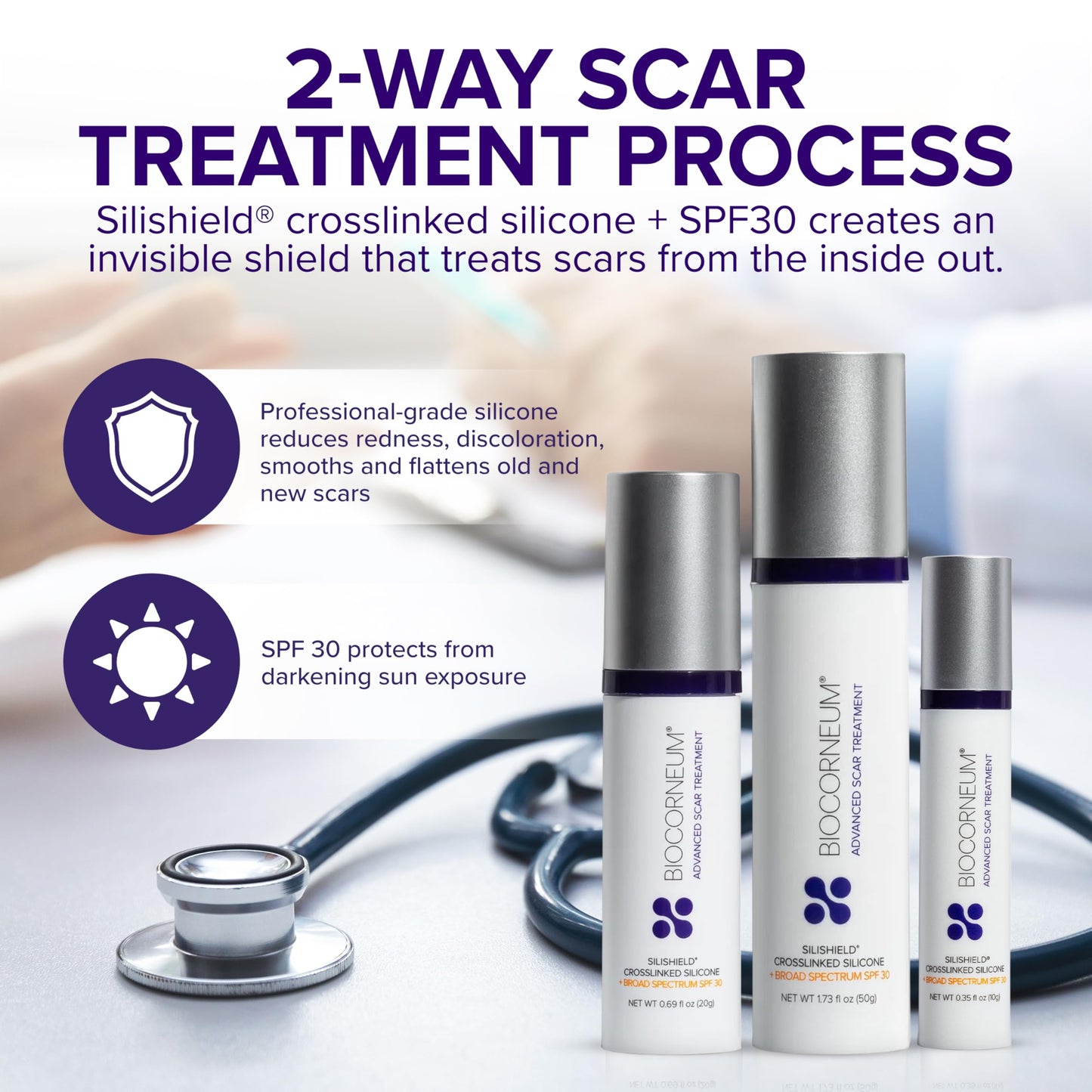 Biocorneum Silicone Scar Gel with Silishield®, SPF 30 Scar Cream