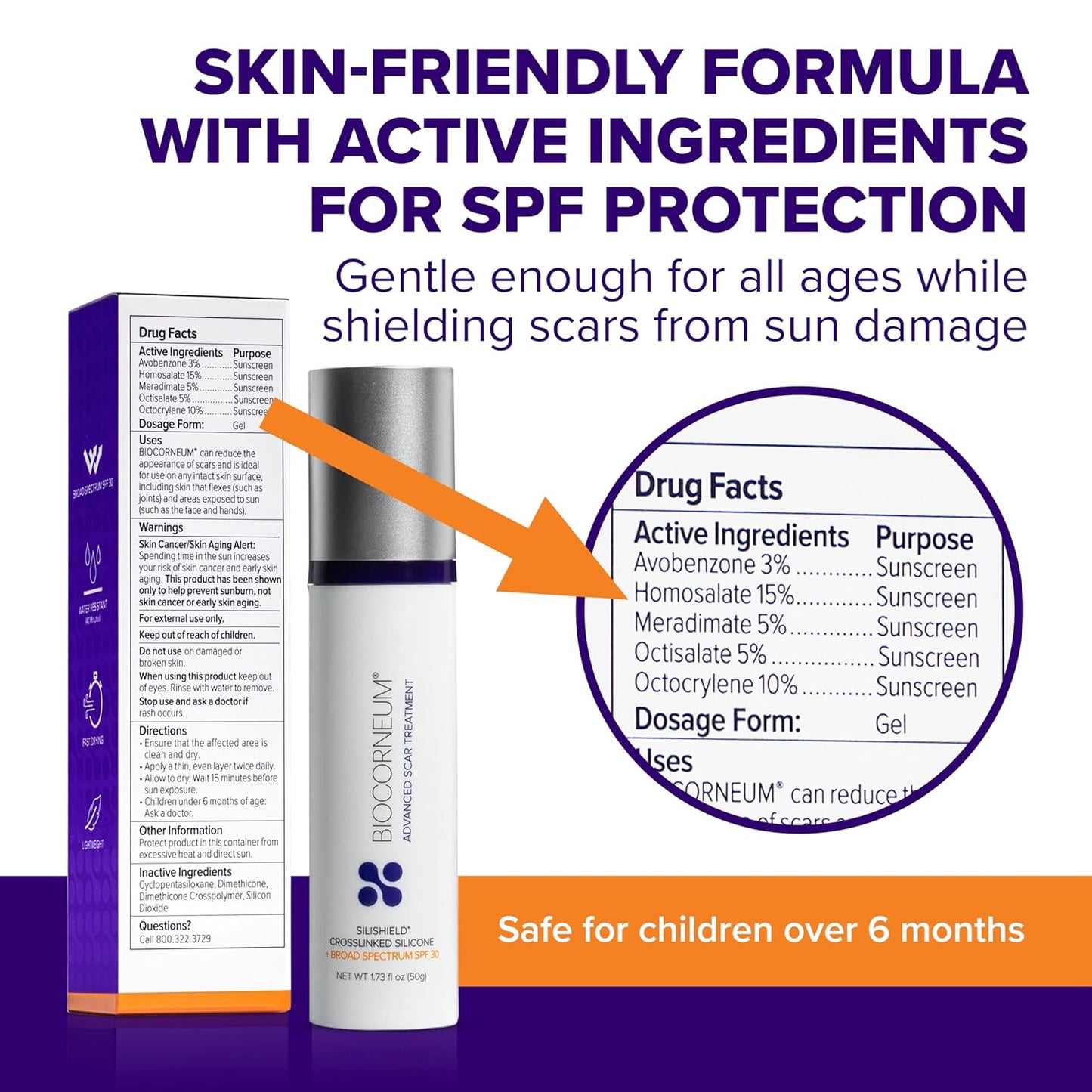 Biocorneum Silicone Scar Gel with Silishield®, SPF 30 Scar Cream