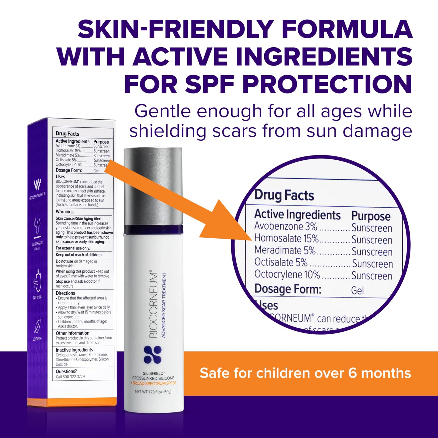 Biocorneum Silicone Scar Gel with Silishield®, SPF 30 Scar Cream
