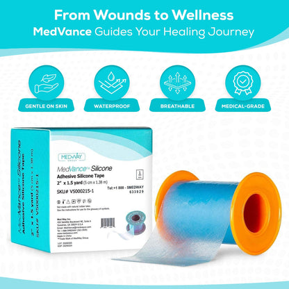MedVance Silicone Adhesive Medical Tape, Scar Sheet, 1" x5' (3 Pack) | Medical Grade & Waterproof